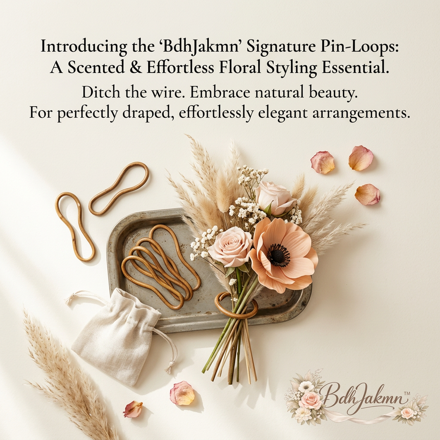 BdhJakmn™ Signature Scented Floral Pin-Loops | Flexible Flower Stem Binder & Holder | Wire-Free Florist Styling Tools for Bouquets, Dried Flowers & Wedding Arrangements