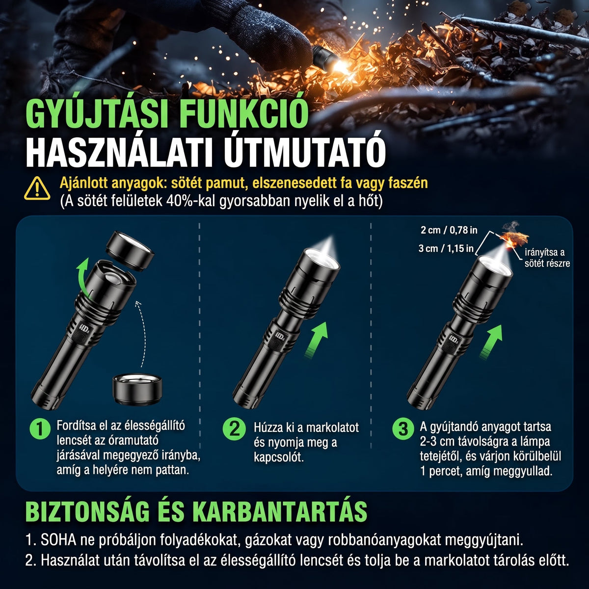 A tűzgyújtó lencse használati útmutatója
