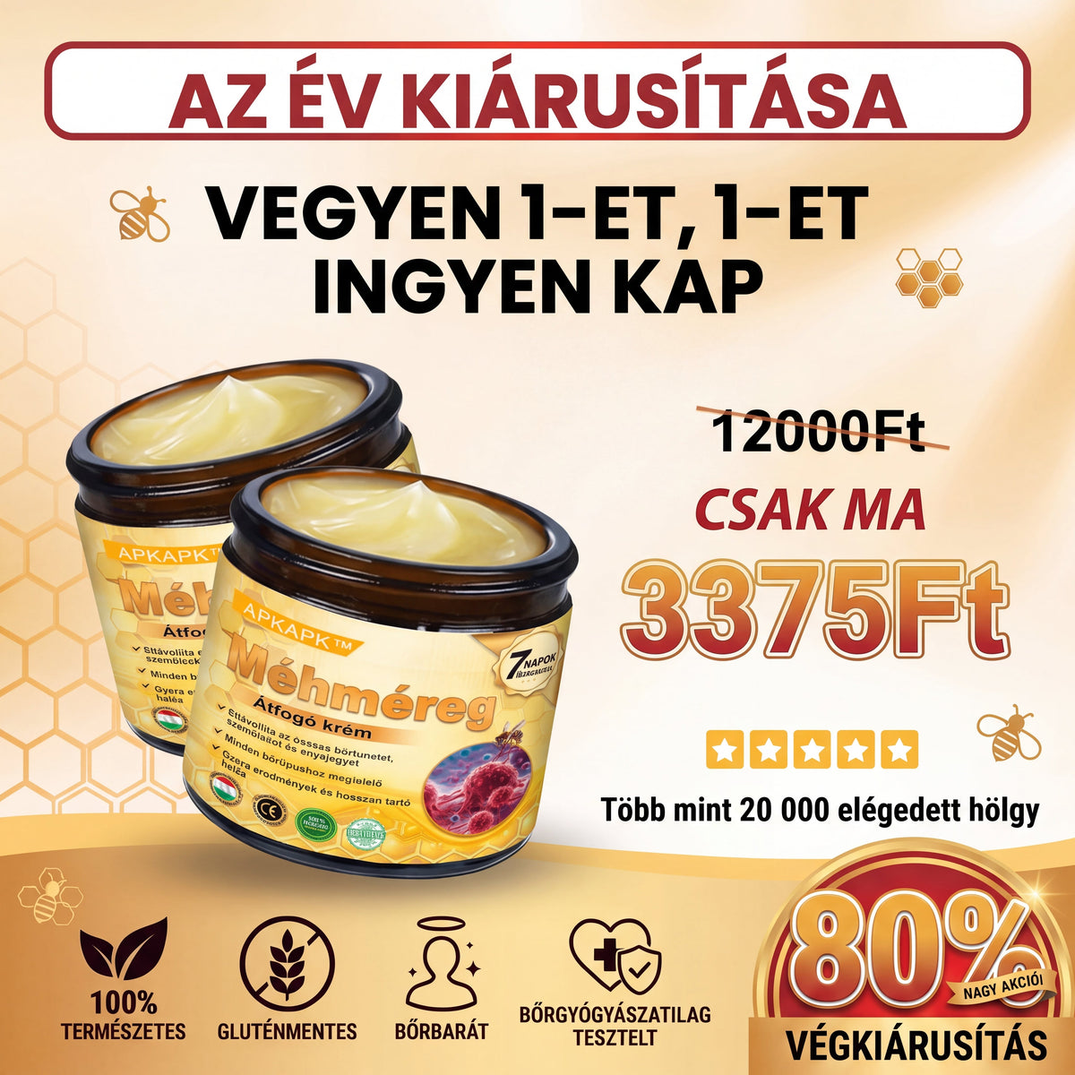 🐝🐝APKAPK® Méhméreg Átfogó Krém🔥 Magyar fejlesztés, magyarországi gyártás és szállítás