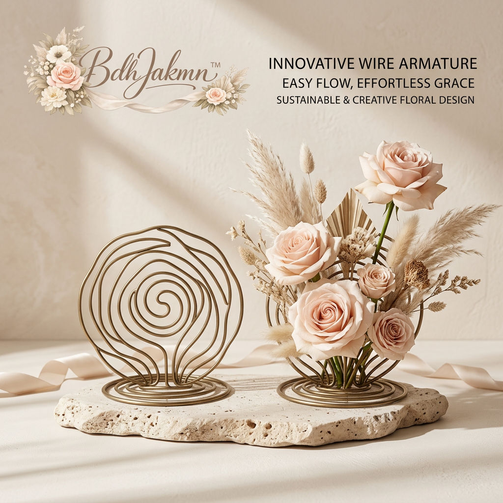 BdhJakmn™ Reusable Metal Flower Frog - Innovative Rose Spiral Wire Armature for Floral Arranging, Eco-Friendly Sustainable Flower Holder Stand for Vases, Centerpieces, DIY Floral Design & Florist Supplies