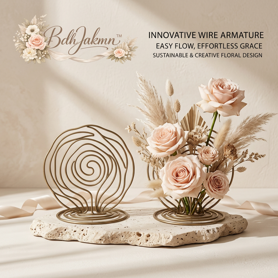 BdhJakmn™ Reusable Metal Flower Frog - Innovative Rose Spiral Wire Armature for Floral Arranging, Eco-Friendly Sustainable Flower Holder Stand for Vases, Centerpieces, DIY Floral Design & Florist Supplies