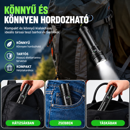 Kompakt zseblámpa hátizsákban, zsebben vagy táskában