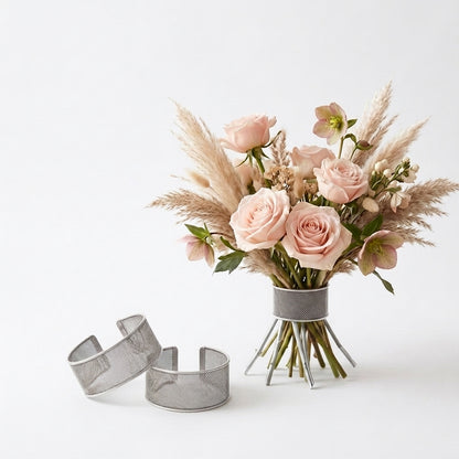BdhJakmn™ Flexi-Mesh Floral Cuffs - Bendable Flower Arranger and Bouquet Stem Holder, Reusable Metal Mesh Floral Support for Vases, Hand-Tied Bouquets, and DIY Floral Designs